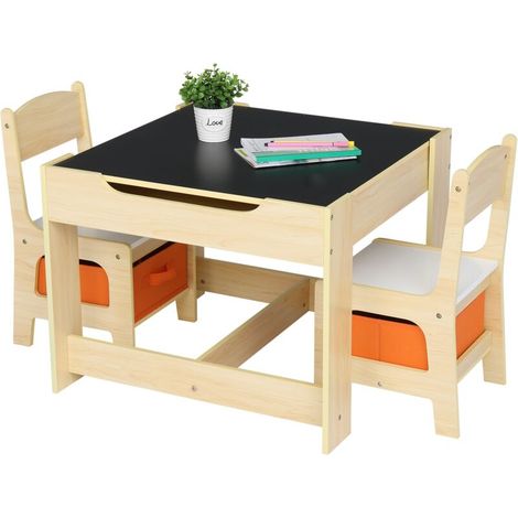 Ensemble Table et 2 Chaises avec 2 boits de rangement pour Enfants -67×73×10 cm (1/5)
