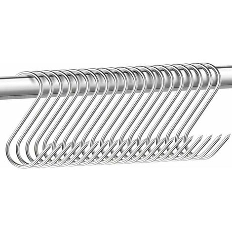 Crochet Boucher - Acier Inoxydable 304 - Forme S Pointe Aiguë/Extrémité Émoussée - Pour Barbecue Fumoir Viande Poisson Saucisses - Lot de 15 (1/5)