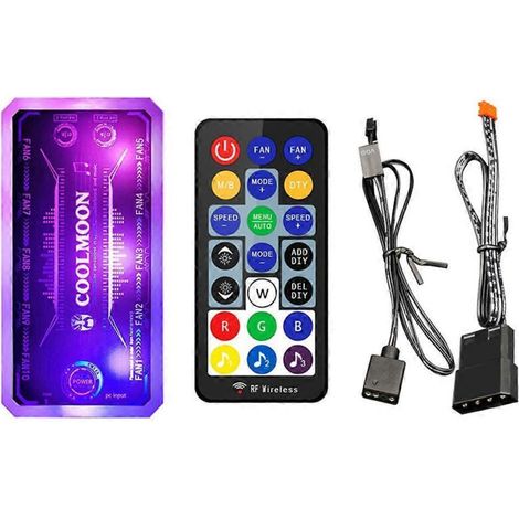 Contrôleur de musique intelligent CoolMoon RGB pour ventilateur, synchronisation avec la carte mère, 12 V, 10 A