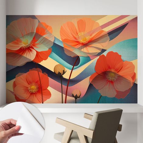 Papier peint autocollant adhésif installation rapide du papier peint durable et résistante Fleurs des sens 104x70 cm (1/5)