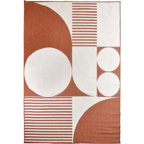 Tapis extérieur, kilim reversible BI REVERSIBLE 120x170 Terracota et crème