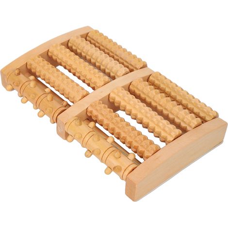 Rouleau de massage des pieds en bois, stimulant les points d'acupuncture, résistant à la corrosion et aux fissures, masseur relaxant pour les pieds (1/5)