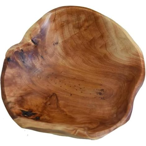 Bol en bois naturel, bol en bois naturel pour salade, bol décoratif fait main, bol de service créatif irrégulier pour fruits, salades, collations, décoration (20—24cm) (1/5)