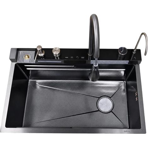 Évier de cuisine, acier inoxydable, 80 cm x 45 cm x 23 cm, sous plan, rectangulaire, un trou (1/5)