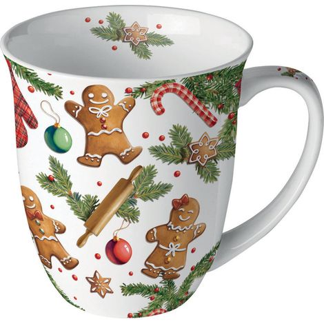 Mug en porcelaine fine pain dépices et décorations de Noël