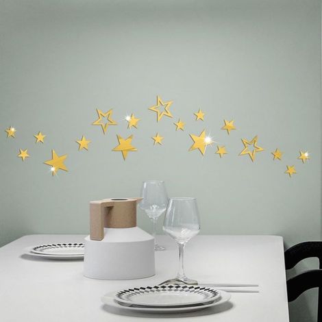 Lot de 19 Doré autocollants muraux en acrylique pour décoration de maison et d'événement (1/4)