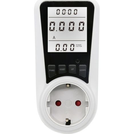 Pair Prise de wattmètre de compteur d'énergie blanche, prise de compteur d'énergie à 7 modes, écran LCD, max 3680 W,lumière blanche (1/3)