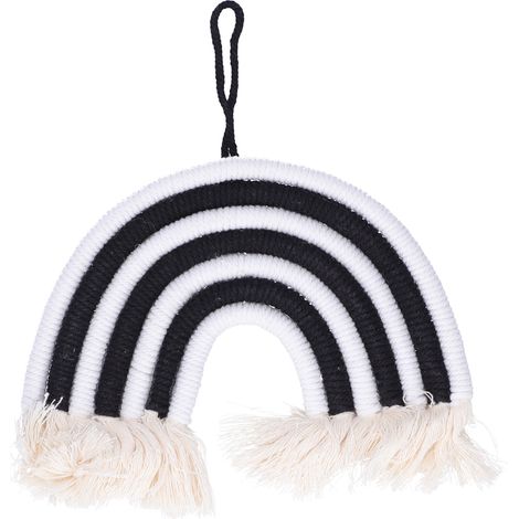 Décoration murale pour chambre d'enfant, accessoire en corde tressée à la main, noir et blanc, suspension élégante (1/5)