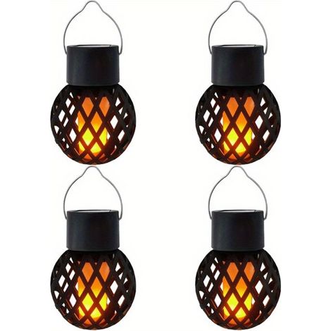 Lanterne Solaire À Flamme Réaliste, Lot De 4 Ou 8 Lampes Solaires D'Extérieur À Suspendre Ou À Poser, Pour Terrasse, Jardin (1/4)