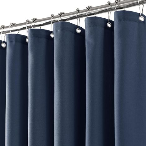 180 cm de largeur 200 cm de hauteur, rideau de douche en polyester uni épais, imperméable et anti-moisissure, couleur bleu marine, pour salle de bain, hôtel (1/3)