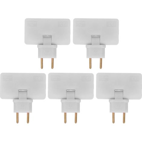 5er-Pack EU-Funksteckeradapter, 180-Grad-Verlängerungskabel, 1 bis 3 europäische Flachsteckdosen, für die Montage hinter Schränken, 110-250 V (weiß)