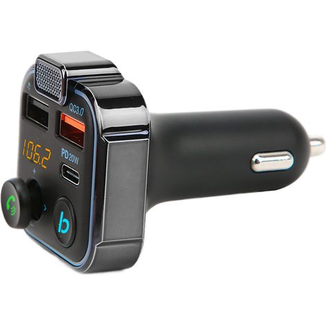 FM-Transmitter fürs Auto, Bluetooth V5.0, zwei USB-Anschlüsse, QC3.0-Schnellladefunktion, HiFi-Klang, Freisprechfunktion, 12–24 V (1/5)
