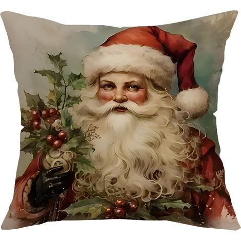 Federa per cuscino natalizia con Babbo Natale 45 x 45 cm (1/5)