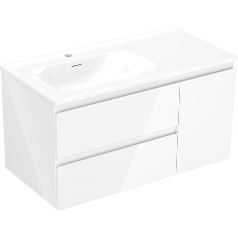 Mexen Orio mobile da bagno 90 cm con lavabo Vela sinistro, 2S, 1D, bianco lucido - 91A13-09047-3-BBFFF00-W23L00 (1/5)
