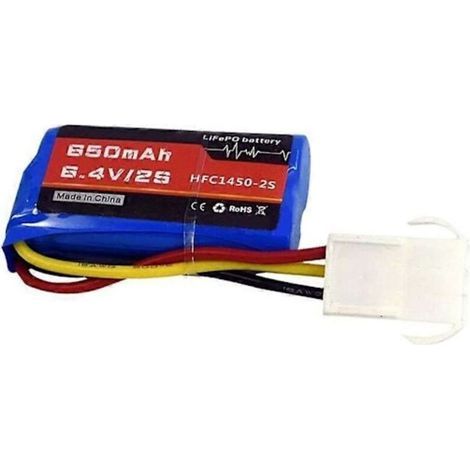 Batterie Li 6.4 V 2S 650 mAh / Connecteur femelle EL4.5-3P P-TO-R pour camion. voiture ou bateau à moteur radiocommandé (batterie A) (1/5)