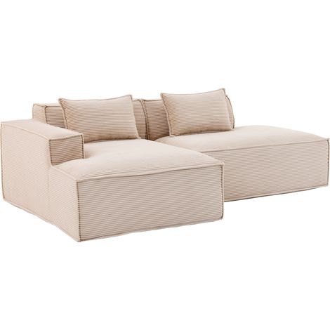 233 cm Stoffsofa mit 2 Kissen, hellkhaki, modern und komfortabel (1/5)