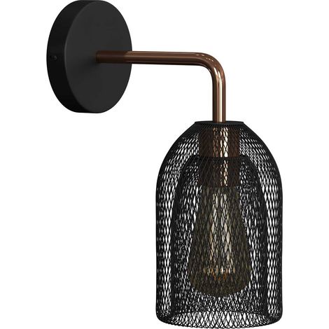 Fermaluce Metal con paralume Ghostbell, lampada a muro in metallo con estensione curva  Senza lampadina - Nero - Rame - No