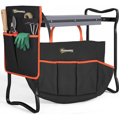 Tabouret de jardin pliant avec coussin en EVA, siège de jardin avec sac à outils intégré, capacité de charge de 150 kg (1/5)