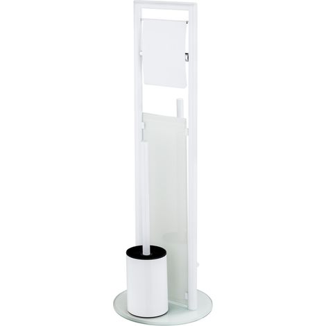 WENKO WC-Garnitur Ravina Edelstahl weiß - mit Toilettenbürste, Weiß