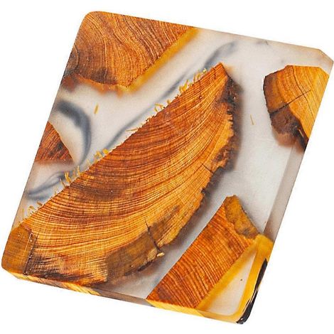 Dessous de verre en résine et bois, compatible avec l'isolation thermique, avec 1 dessous de tasse orange créatif. (1/5)