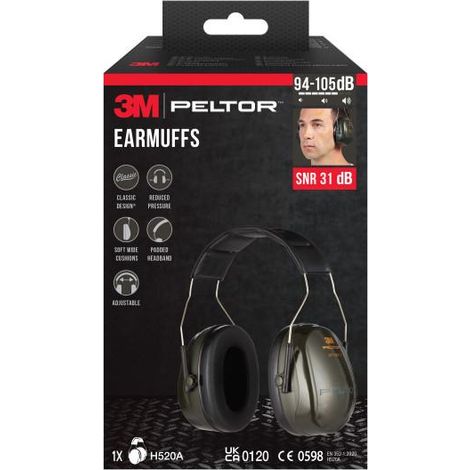 3M 3m orejeras acolchada optime ii h520a-1 7100334836 , (94-105 dB) SNR: 31 dBPROTECCIÓN AUDITIVA