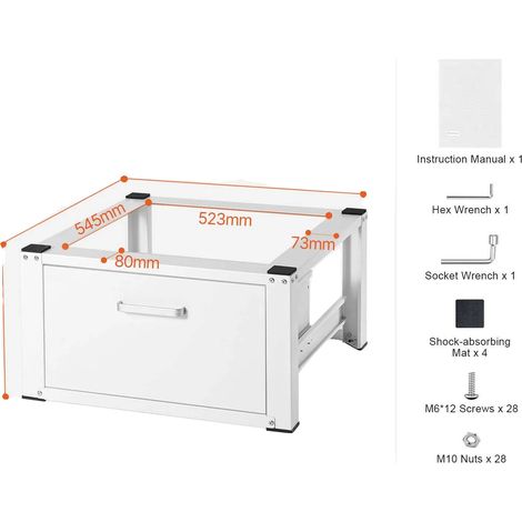 Socle de Lave-linge, Support Robuste, Tiroir de Rangement Supplémentaire, darwer28x27 (1/2)