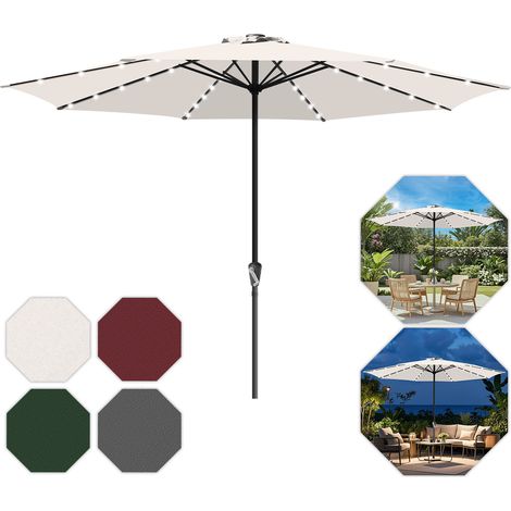 Jiubiaz Sonnenschirm 3,5 m mit LED-Beleuchtung – Großer Gartenschirm für Terrasse & Garten, cremeweiß
