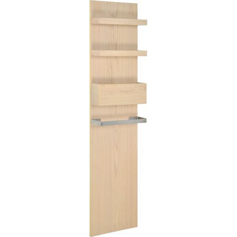 Mob-In – Colonne de salle de bain suspendue chêne ENIO 165cm – 2 tablettes – Porte serviette intégré – Bois certifié FSC
