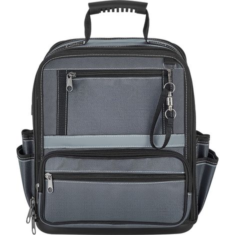 Mophorn Borsa Portautensili 335mm, 34 Tasche, Organizer Portatile con Base Rigida in Plastica, Ampia Apertura con Cerniera, Tracolla Regolabile, Impermeabile, Ideale per Lavori Fai da Te e in Cantiere (1/5)