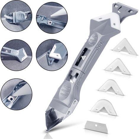 STAHLWERK Outil pour joints en silicone 5 en 1 Spatule en silicone  Grattoir en silicone (1/5)