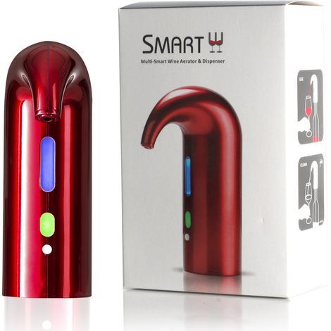 Aérateur de vin électrique, distributeur de vin automatique intelligent, aérateur à filtre et bec verseur pour carafe, avec bouchon à vin sous vide (Lucky Red)-AquaForge (1/5)
