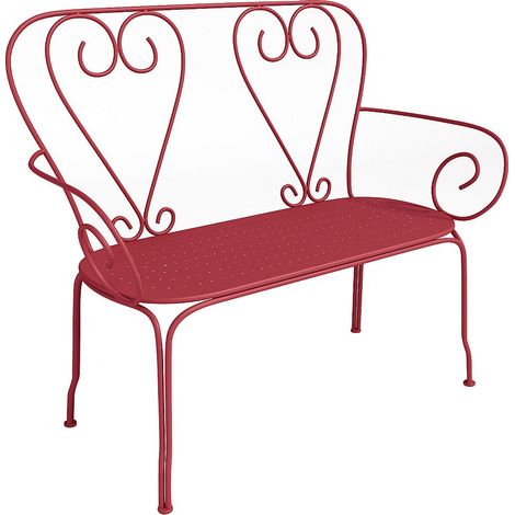 Banc de jardin en métal façon fer forgé - Terracotta - GUERMANTES de MYLIA