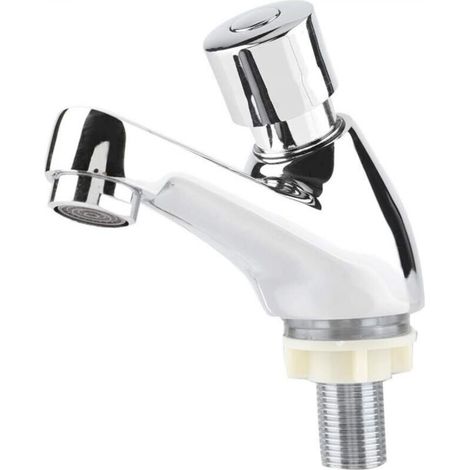 Timed Washbasin Tap, Chrome Washbasin Tap, Automatic Shut-Off, Water-Saving Tap for Kitchen, Bathroom, Washbasin, Toilet (1/5)