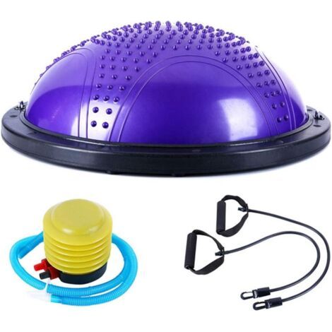 Half Ball rend l'entraînement à l'équilibre plus ludique et stimulant. Entraînement à l'équilibre, renforcement musculaire. Dôme gonflable avec élastiques et pompe à pied. (1/5)