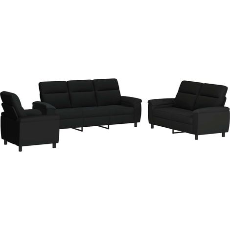 Sofa-Set 3 pcs Schwarz Stoff vidaXL