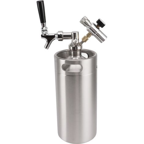 Growler de fût de bière, 3,6 l, en acier inoxydable, robinet de jauge 60PSI, opération facile, système de distribution à domicile pour fête, Festival (1/5)