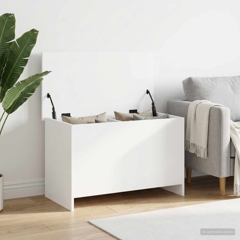 vidaXL Coffre de rangement Blanc 80 x 40 x 50 cm Bois d'ingénierie