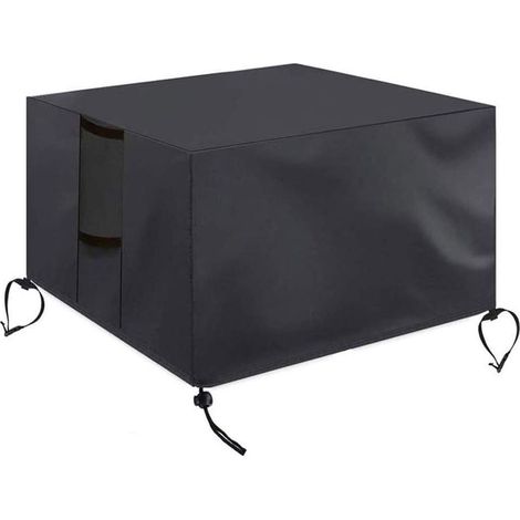 Housse de Protection pour Carré, Premium Bâche de Protection Réutilisable Imperméable Couverture pour Housse pour Foyer Extérieur avec Cordon de Serrage (92x92x61cm, Noir) (1/5)
