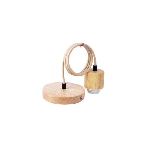Portalampada E27 con sospensione a corda e in legno naturale per plafoniera – Ideale per scale, bar, sala da pranzo - Crezuo