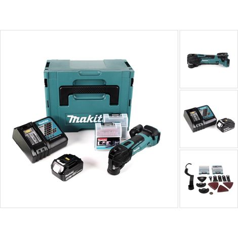 Makita DTM 51 RF1JX2 Akku Multifunktionswerkzeug 18 V + 1x Akku 3,0 Ah + Ladegerät + 39 tlg. Zubehör Set + Makpac (1/5)
