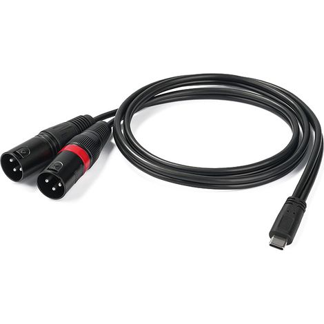 USB-C stereo digital audio cable to dual XLR for mobile phone amplifier, dual channel output for audio equipment. (1/5)