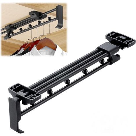 Heavy-duty 30cm telescopic sliding wardrobe rail, hanger storage rack, retractable wardrobe rail (1/4)