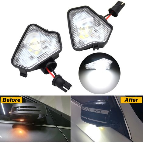 2 lampes LED d'éclairage de sol pour rétroviseurs latéraux, compatibles avec les Mercedes-Benz Classe A, B, C, E, CLA, GLA, GLK et Classe S (W204, W176, W212, W246, W218, X164). (1/5)
