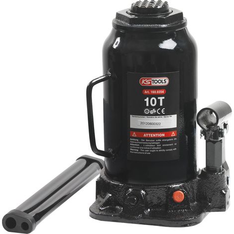 Ks Tools – Cric bouteille hydraulique 10 tonnes – Hauteur de levage 230-460 mm – Acier robuste pour réparations automobiles – Réf. 160.0354 (1/10)