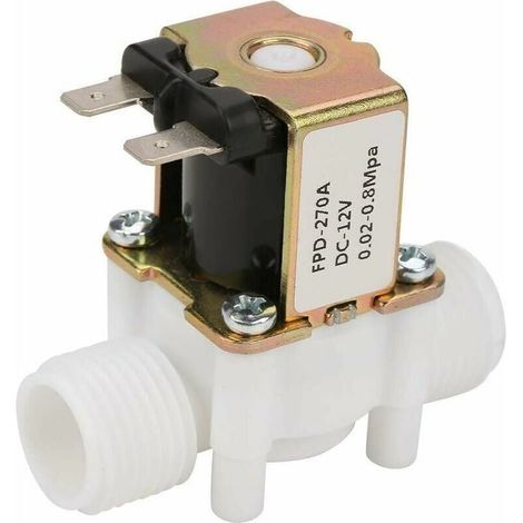 Solenoid Valve, 12V, G1/2&34, Plastic, Water Solenoid Valve, Normally Closed, N/C Inlet Solenoid for Water Distribution (1/4)
