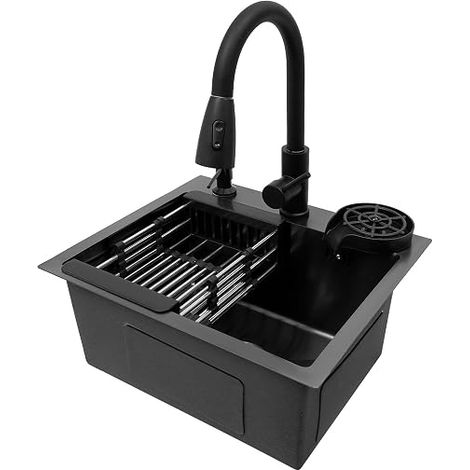 Evier Cuisine,45 40cm évier de Cuisine en Acier Inoxydable évier Intégré le Robinet Extractible 360° avec évier+Panier de Drainage+Distributeur de Savon Encastré (45 40cm) (1/5)