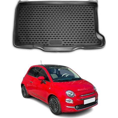 OMAC Tapis de Coffre pour Fiat 500 2007-2025 sur Mesure en Caoutchouc Noir (1/5)