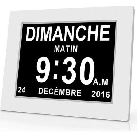 RHG Horloge calendrier numérique One Piece 7 pouces avec date et heure, horloge Alzheimer pour parents, rappel de médicaments pour grands-parents et enfants - Blanc - 20414324mm (1/5)