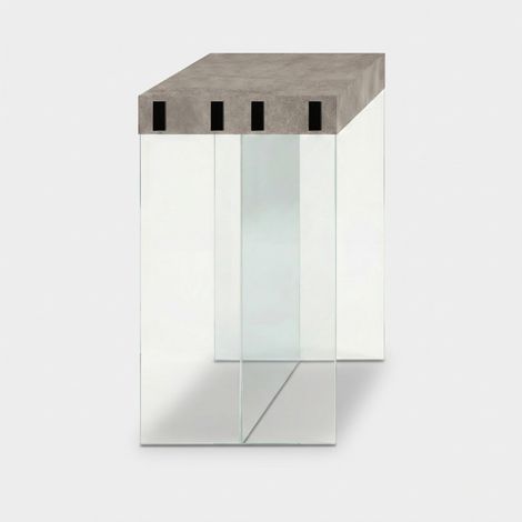 Consolle allungabile salvaspazio in vetro e melaminico 195cm London - Grigio chiaro