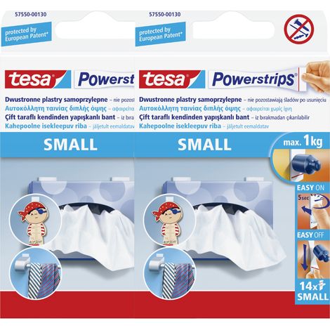 Strisce autoadesive TESA per montaggio a parete, piccole, fino a 1 kg, 14 pezzi x2